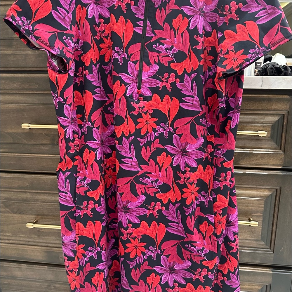 Tommy Bahama Island Zone Red and Pink Floral Dress w/ Pockets